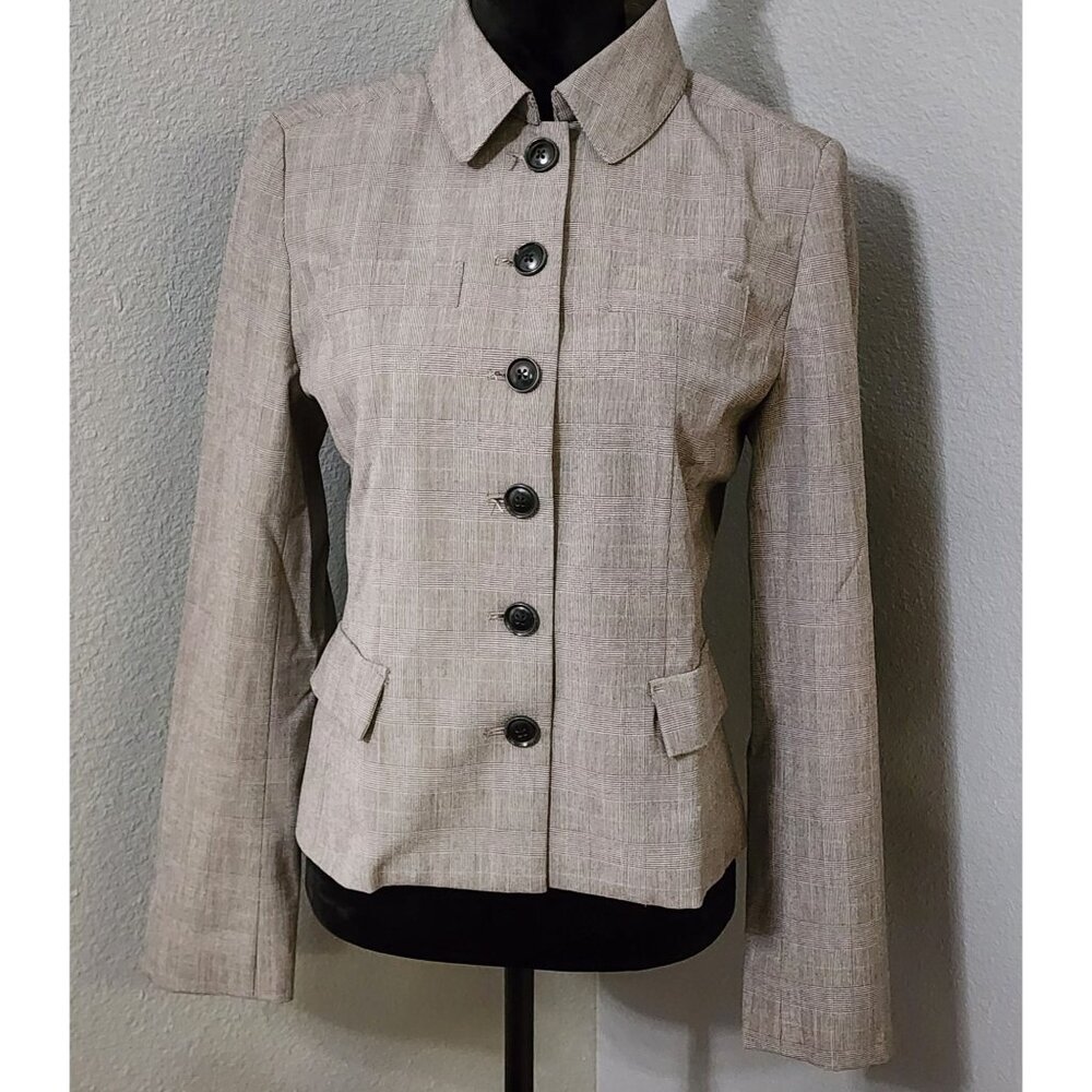 Rafaella Blazer Women's Size 10 Grey Check Ladies‎ Single Breasted Jacket